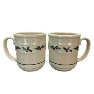 Longaberger Pottery 2 Woven Traditions
Holly Berry Christmas Coffee Mugs